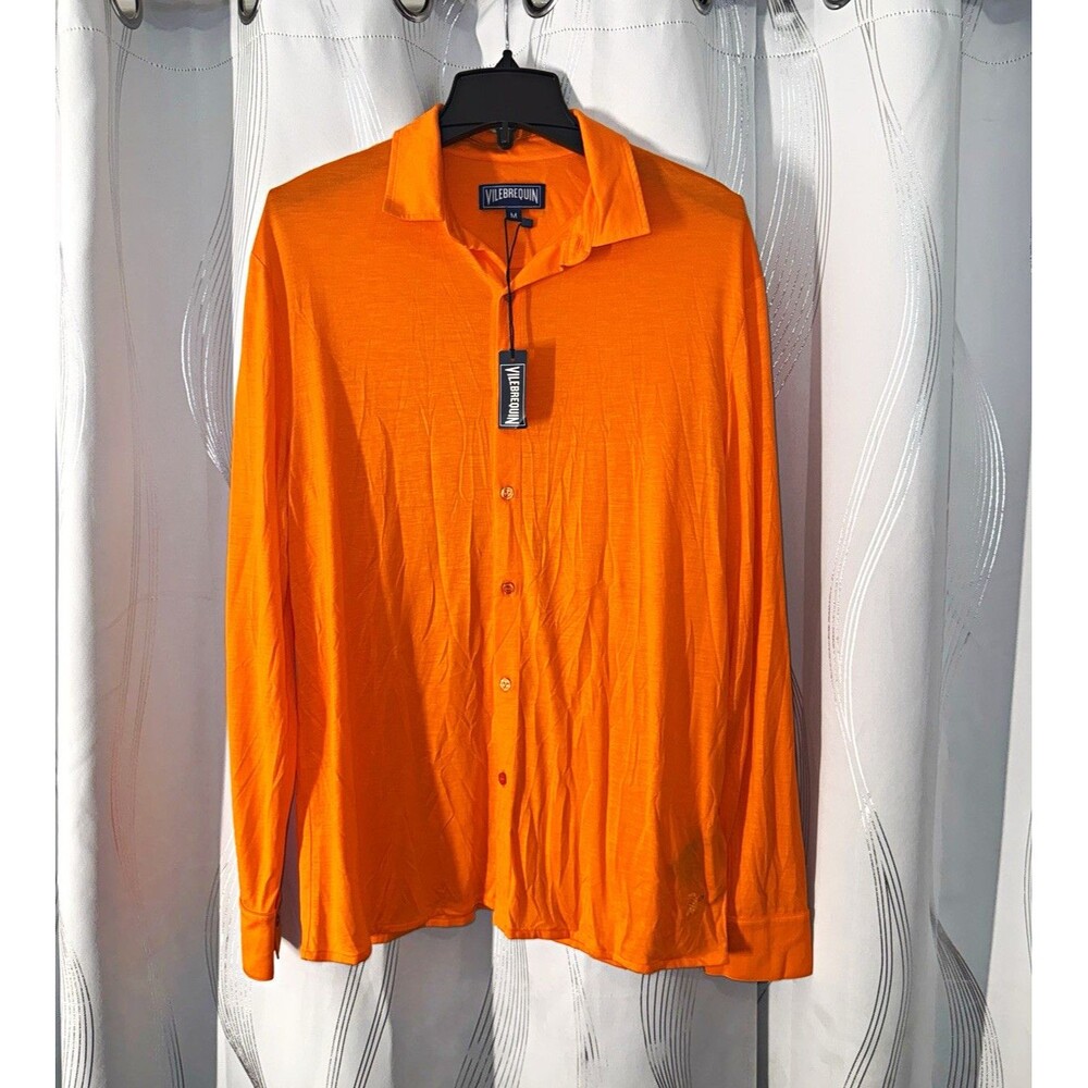 Vilebrequin Men's Orange Long Sleeve Button-Up Shirt Size M
